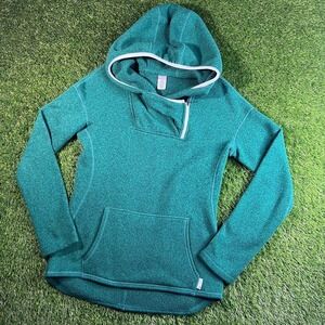 Stio Sweetwater Fleece Hoodie Womens Medium Green 1/4 Zip Outdoor Pullover